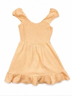 American Eagle Smocked Gauze Mini Dress Peach Pockets Cottagecore XS
